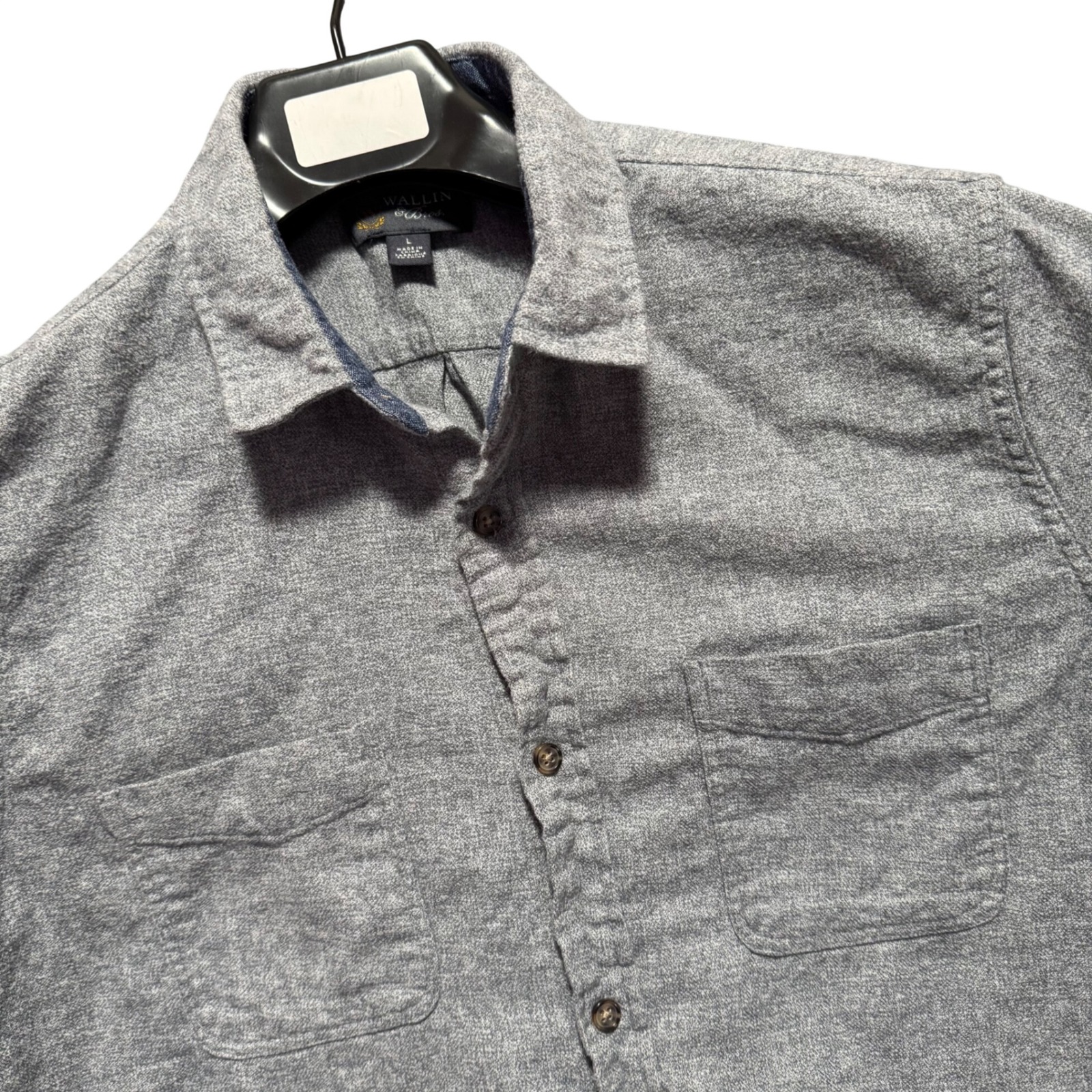 Wallin & Bros Shirt Mens Large Gray Long Sleeve Button Front Flannel